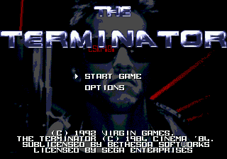 Terminator title screen for Sega Genesis